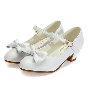 

Mudipanda new Baby girl imported high-heeled shoes White shoes for big Girls performance dance performance single shoes girls