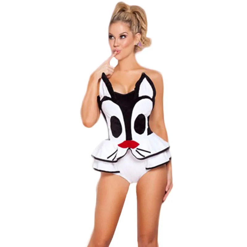

New Arrival Fashion Sexy Hot Sale Strapless Playful Pussycat Costume Jumpsuit Halloween Bunny & Cats Costumes For Women A401435