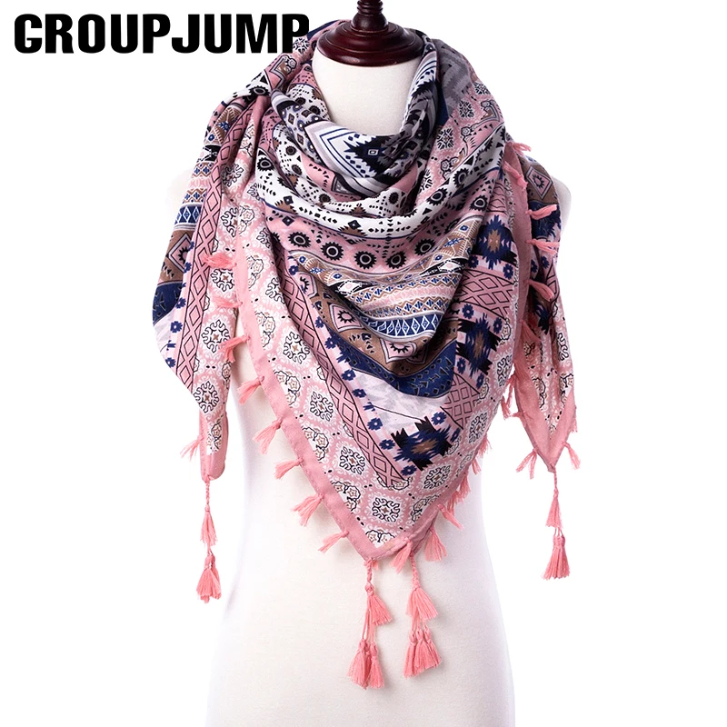 Модный осенне зимний квадратный шарф GROUP JUMP для женщин вязаные шарфы шаль с