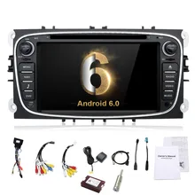 2 din Android 6.0 Quad Core Car DVD Player GPS Navi for Ford Focus Mondeo Galaxy with Audio Radio Stereo Head Unit Free Canbus