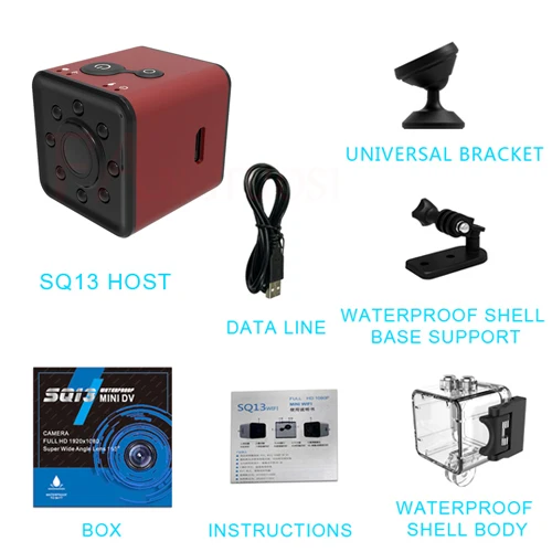Красный FANGTUOSI SQ13 wifi маленькая мини камера HD 1080P видео датчик ночного видения микро видеокамера DVR регистратор движения видеокамера SQ 13 - Цвет: Красный