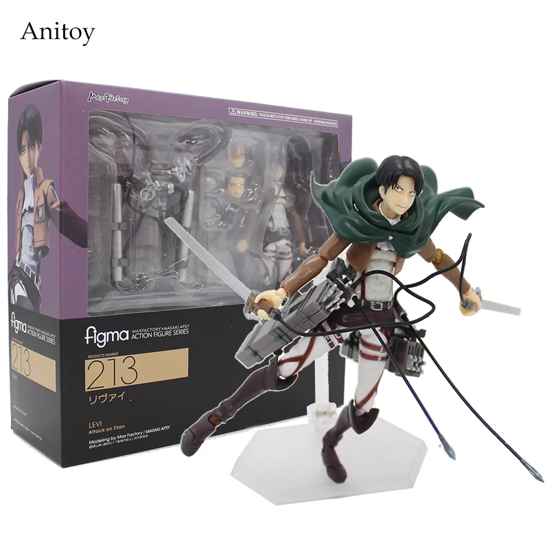 Attack on Titan Shingeki no Kyojin Rivaille Figma 213 Boxed PVC Action Figure Model Collection Toy 6" 14CM KT4000