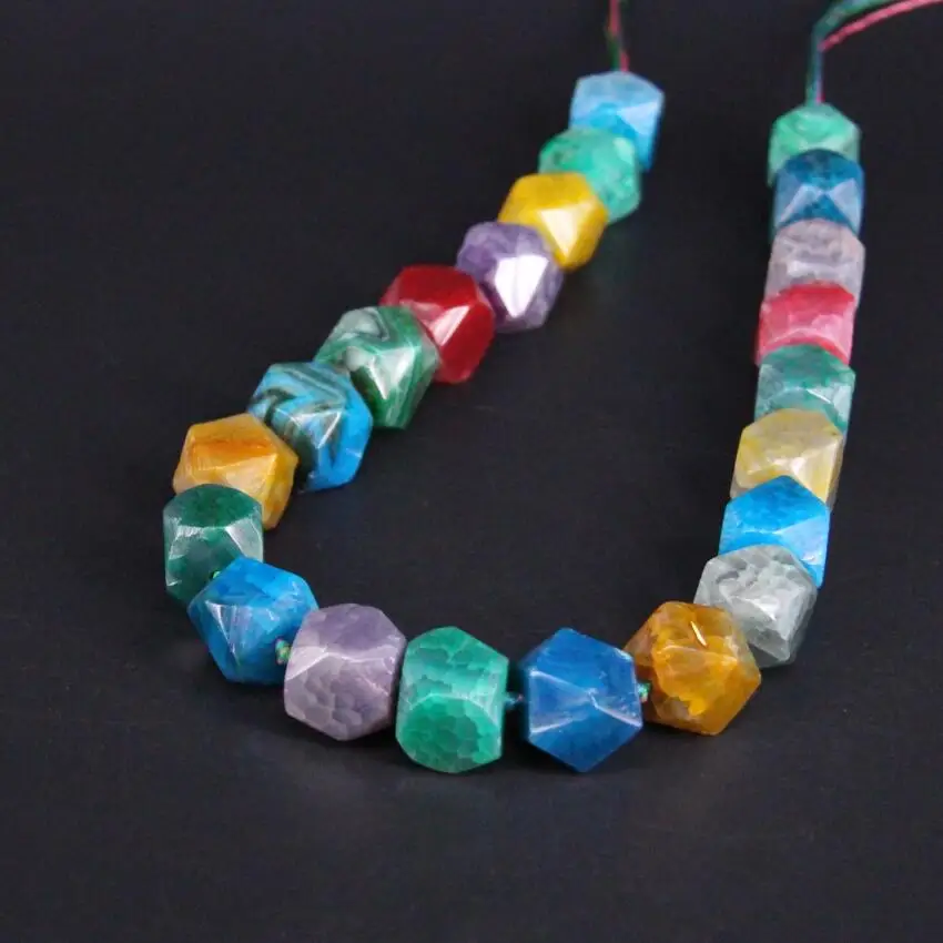 

15.5"/strand Mixed Color Cracked Agates Faceted Nugget Slab Beads,Rainbow Natural Onxy Gems Cut Slice Pendants Jewelry Making