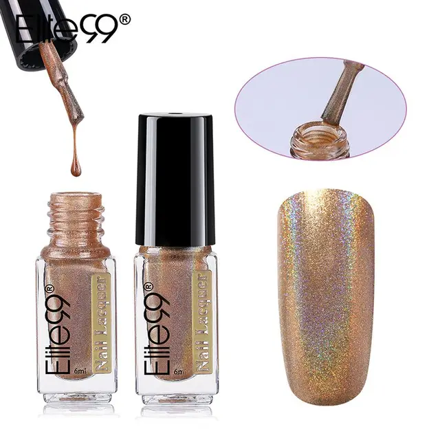 Elite99 6ml 2 Stück Laser Nagellack Chameleon Soak Off Nagellack Holographische Wunderschöne Farben Maniküre Kunst Brillante Wirkung