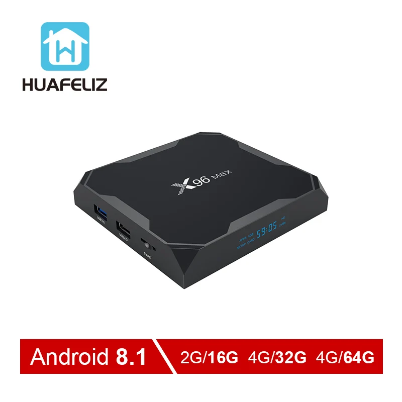 Android 8.1 TV BOX X96 MAX Amlogic S905X2 X96MAX 4GB 64GB TV BOX 2.4G&5GHz Wifi 1000M H.265 4K Media Player Smart Box PK T95Q