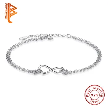 

Fashion 925 Sterling Silver Chain Bracelet Infinity Bracelet Eight Shape Charm Bracelet Bangle For Women Wedding Jewelry Gift