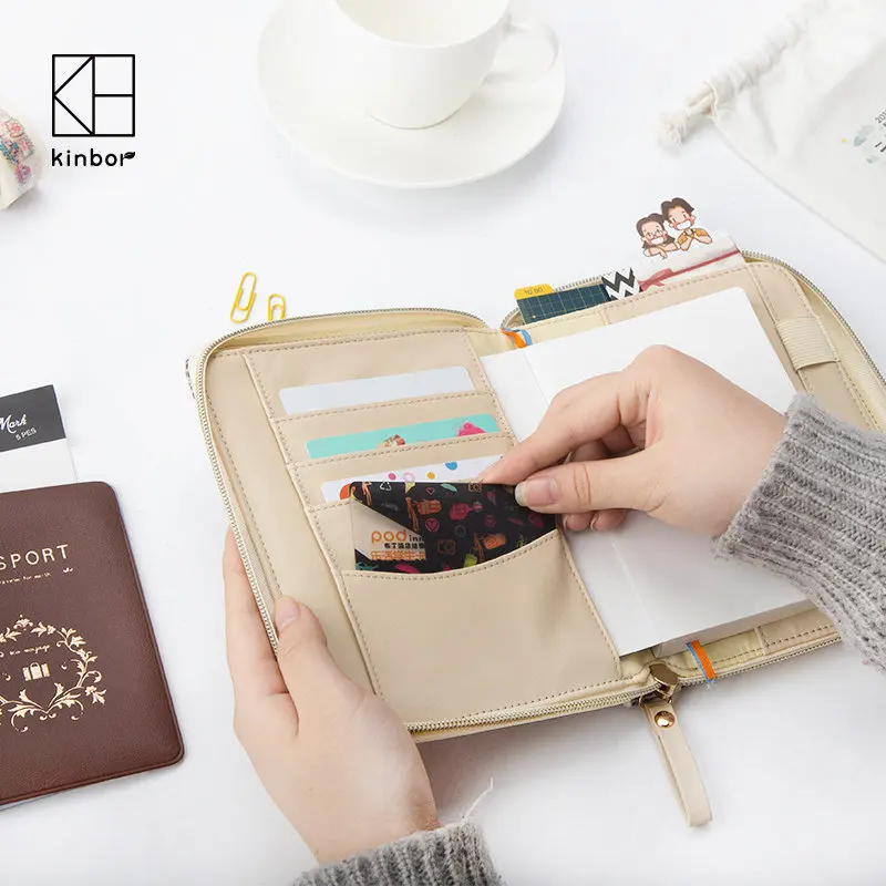 Kinbor Bohemia Tribel Style Notebook Multifucntional Organizer Cotton Portable Notebook Zipper Wallet Card Holder Notebook Case