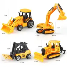 4 pçs/set 1: 64 Veículos Crianças Escavadeira Modelo de Carro Engenharia Liga Modelo veículos de Construção de Inteligência Educacional toy set