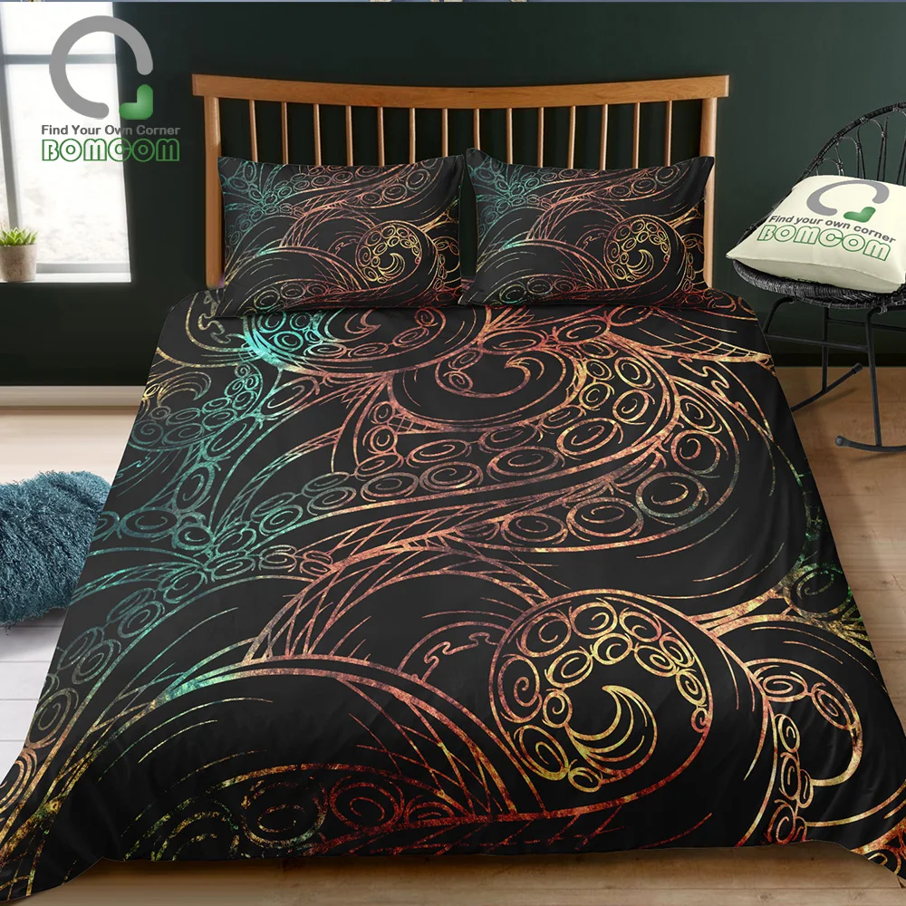 Bomcom 3d Duvet Cover Set Digital Printing Abstract Octopus