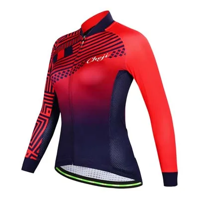 Red Jersey Велосипедные майки, набор для женщин, тонкие, для велоспорта, Джерси, штаны, с длинным рукавом, одежда, дышащий велосипедный трикотаж, MTB, для верховой езды, костюмы - Цвет: Red Jersey