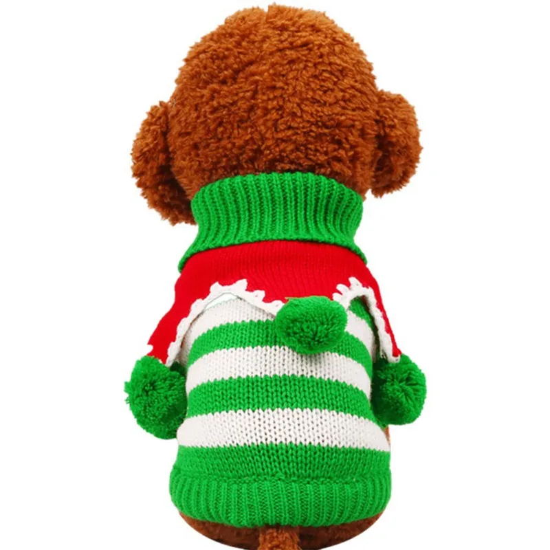 Цветной Рождественский полосатый свитер для домашних животных, толстый свитер, пальто для щенка, собаки, одежда для Тедди, осенне-зимняя одежда для собак чихуахуа