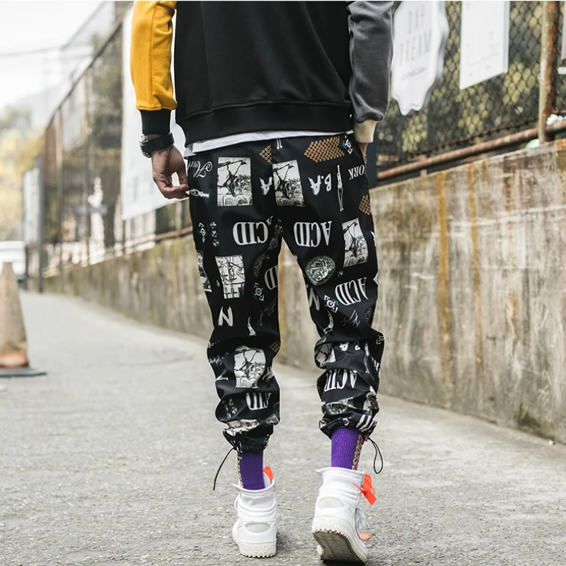 2019 Hip Hop Sweatpants Male Harajuku Vintage Fashions Pants Man Print Streetwear Joggers Plus Size Joggingbroek Mannen Casual