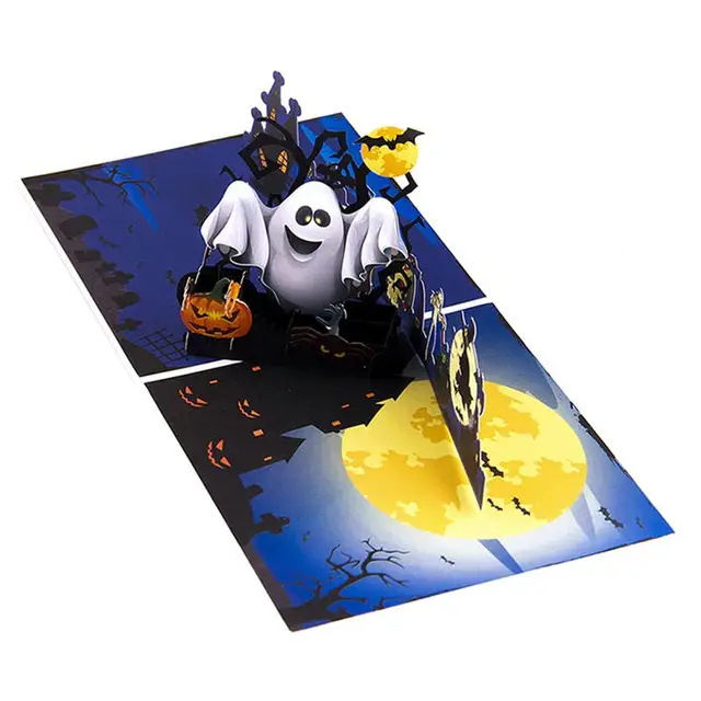 Pop Up Individual Creative Greeting Card Ghost Halloween Spider Pumpkin Gift Card for Holiday Friends Regards Birthday