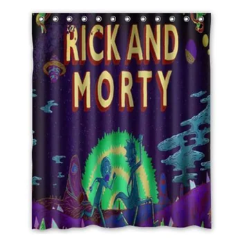 

Funny Galaxy Rick and Morty Bathroom Curtain Shower Curtain Set Novelty 3D Bath Curtains Kid Polyester Waterproof Gift 72x72inch