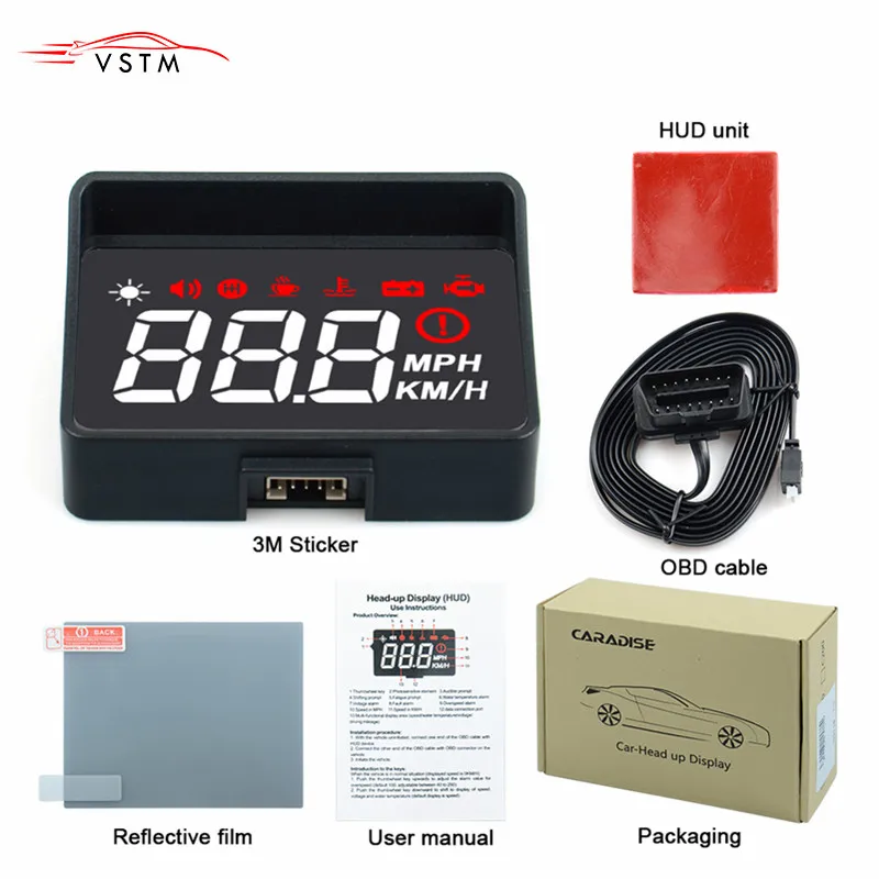 A100S с блендой для объектива лобовое стекло проектор OBD2 II EUOBD автомобильный HUD