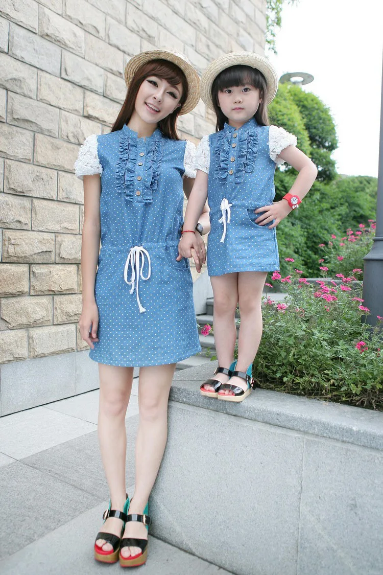 Mom And Daughter Dress Blue Jean Dresses Women Denim Jean Dress Jeans