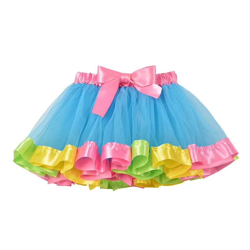 Новая юбка-пачка; юбки для маленьких девочек; От 3 месяцев до 8 лет мини-юбка принцессы; вечерние фатиновые юбки радужной расцветки для танцев; Одежда для девочек; одежда для детей - Цвет: Blue