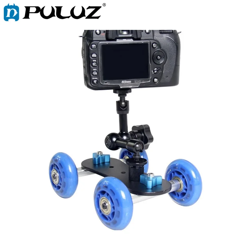 PULUZ YLG0105B Mini Scaled Camera Dolly Track Car Table Mobile Slider Video Track Rail Stabilizer for Canon/ Nikon / DSLR Camera