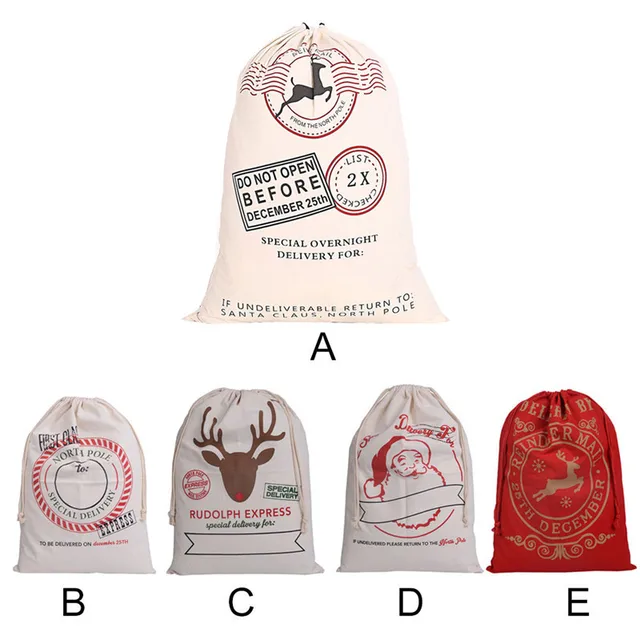 Us 7 58 20 Off Large Christmas Design Gift Bags Huge Santa Elk Print Sack Drawstring Candy Bag High End 50 70cm In