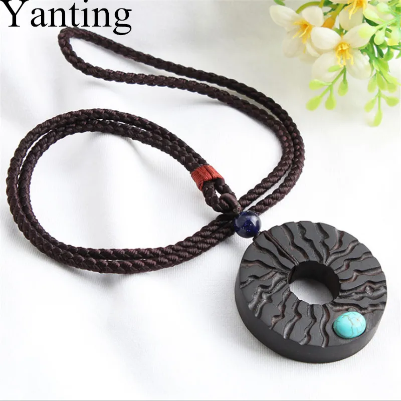 

Yanting Classic Women Necklace Vintage Ebony Round Circle Pendant Necklaces For Women Female Jewelry Accessories Gift 0140