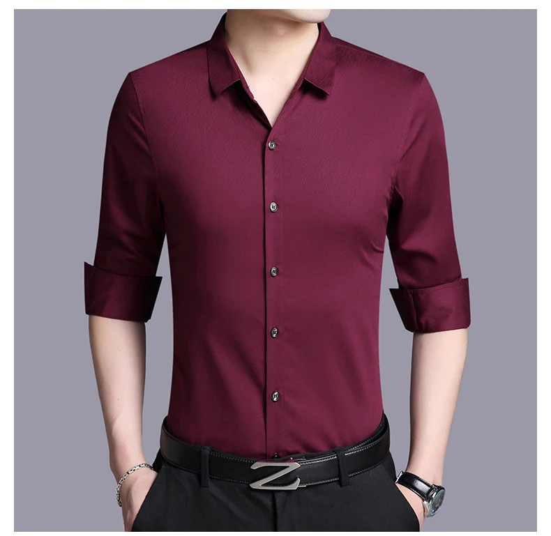 Весенние мужские рубашки с длинным рукавом белая шелковая рубашка черные мужские повседневные тонкие рубашки подходят Корейская мужская рубашка KJ1966