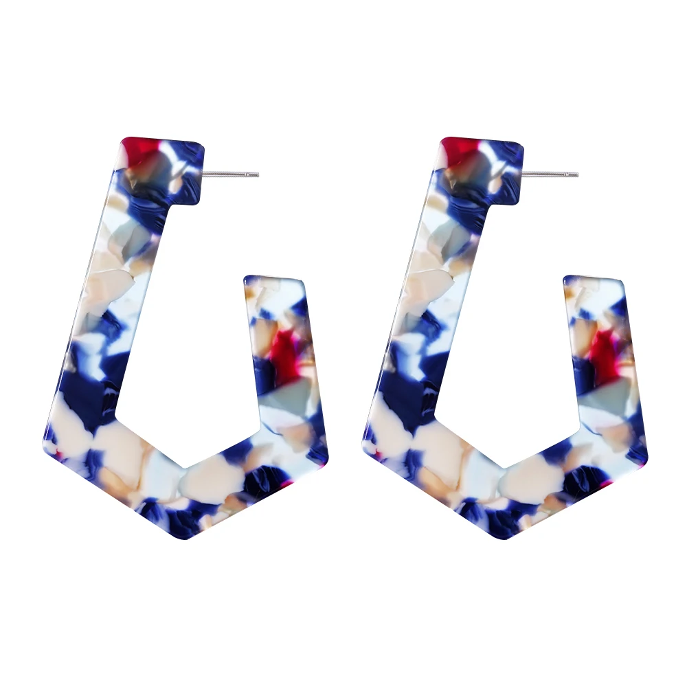 

VIVILADY Punk Big Irregular Geometric Shape Hoop Earrings Women Tortoise Shell Acrylic Statement Accessory Jewelry Bijoux Gift