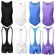 Сексуальный ультра-тонкий мужской сиамский плотное нижнее белье Гладкая Лайкра бодибилдинг костюм для борьбы Боди Мужская Нижняя майка Одежда для геев