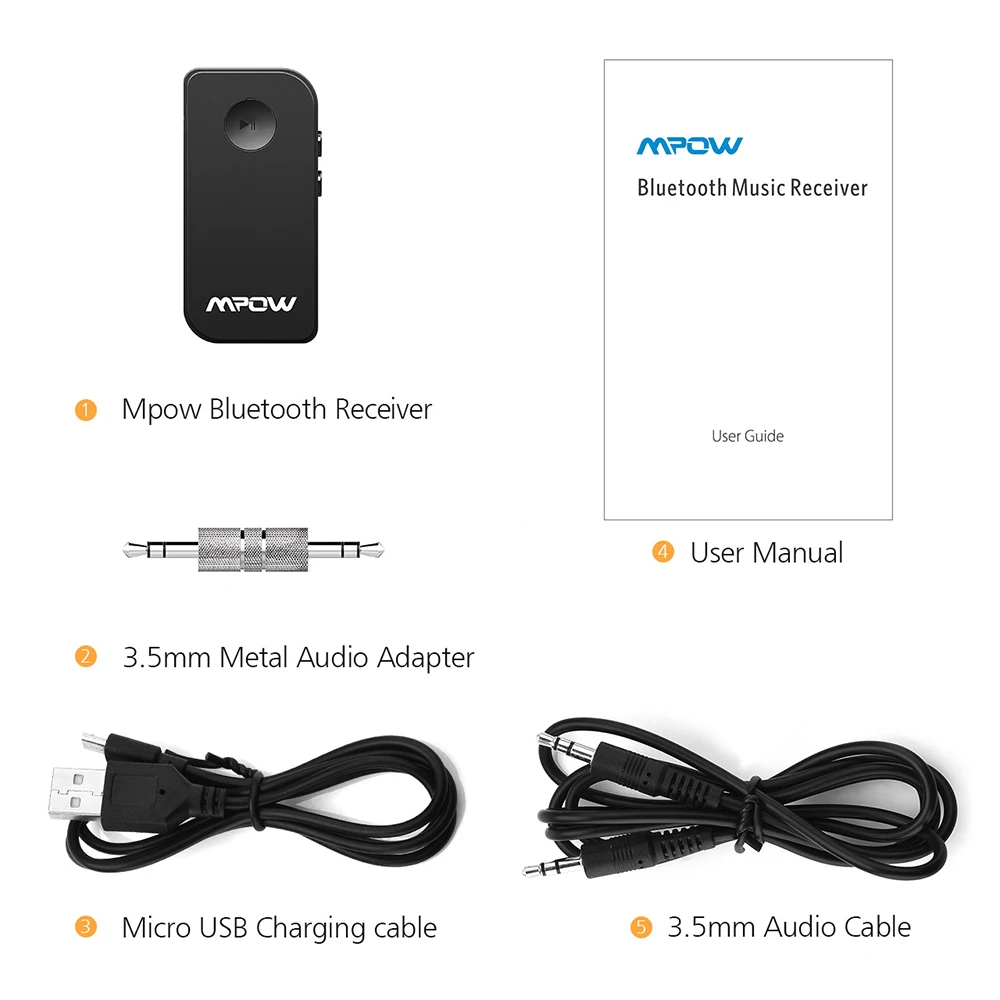 Hands-Free Bluetooth Car Kits for Car Mpow BH044 Bluetooth Receiver Bluetooth Car Adapter /& Bluetooth Car Aux Adapter for Music Streaming Sound System