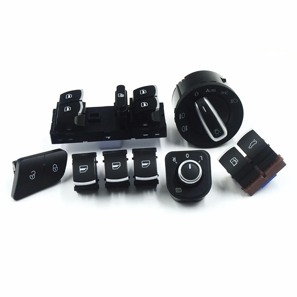 

8PCS/SET Window Headlight Mirror Tailgate & Fuel Door Control Switch Button For VW Passat B6 3C0962125B 5ND959565B 5ND941431B