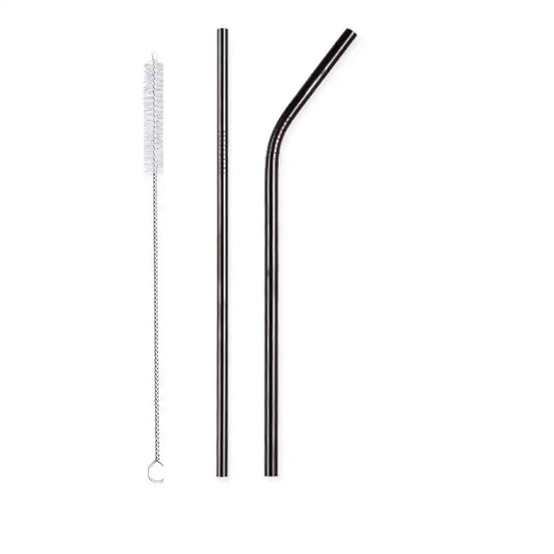 25cm Stainless Steel Spoon Straw with Cleaning Brush,Eco Friendly and Reusable Spoon Straws,Long Metal Drinking Straws for Cocktail and Bubble Tea,Coffee Set of 4