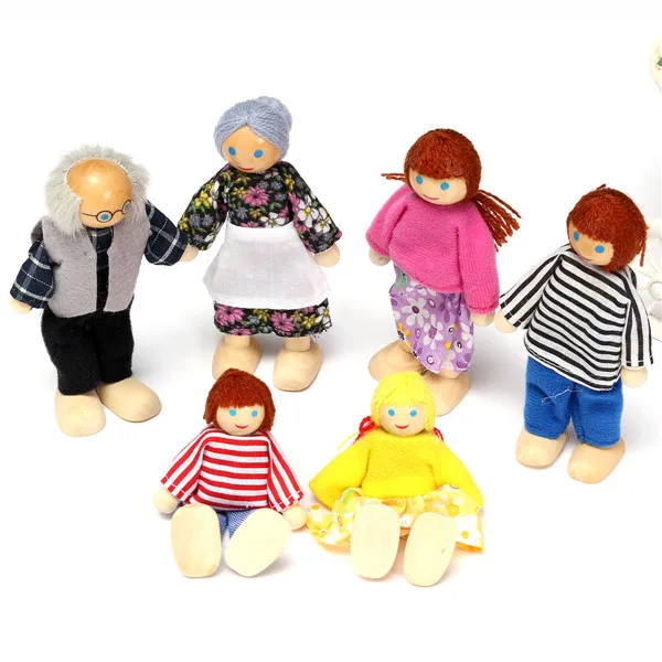 wooden dolls house family