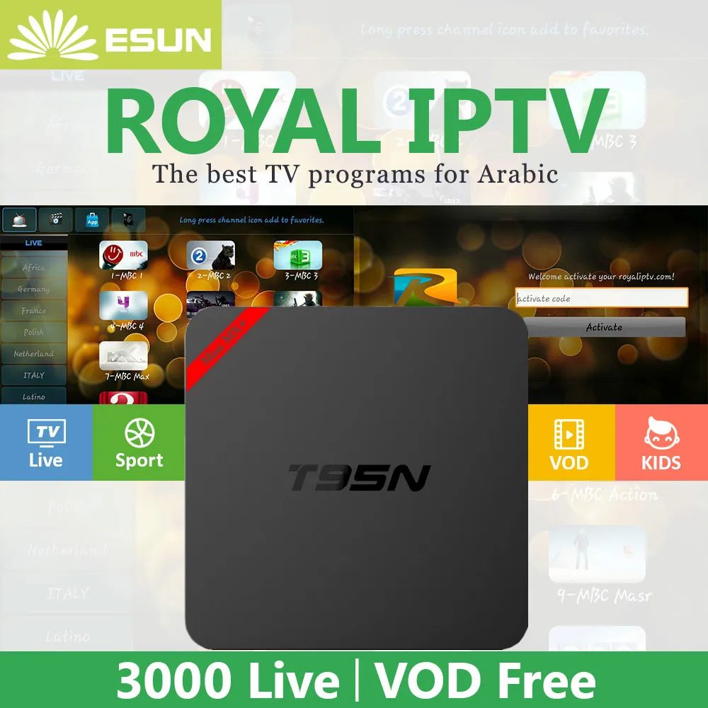 Royal IPTV Mini MX plus With 1 Year RoyalTV Configured Arabic Europe IPTV T95N Android TV Box Amlogic S905 Smart TV Box