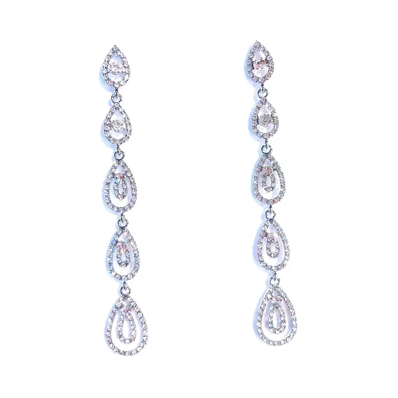 

Women Girl Waterdrop Shape Stud Earrings Lady Stylish Luxury Jewelry Long Dangle Eardrop CX17
