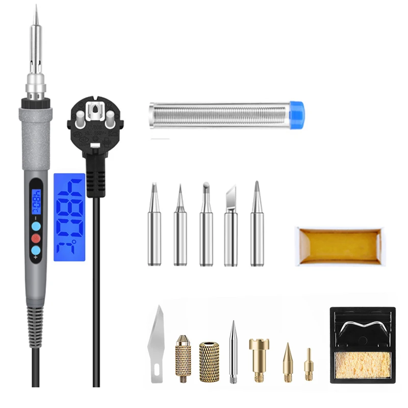 Паяльник с ЖК-дисплеем и цифровым дисплеем 220 В, EU/110 В, US, 60 Вт, паяльник с регулируемой температурой, паяльник, инструмент для пайки