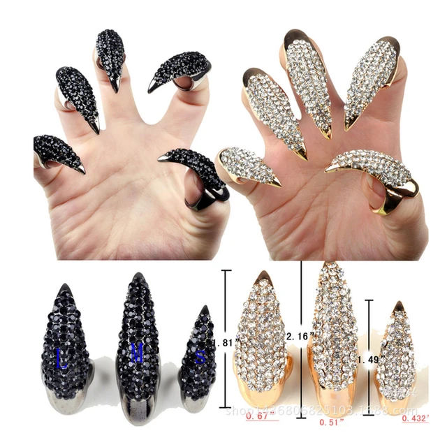 New Fashion Punk Finger Rings For Women Gold Color Cz Crystal Eagle Claw Nail Ar New Fashion Punk Finger Rings For Women Gold Color Cz Crystal Eagle Claw Nail Ar