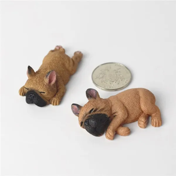 French Bull Dog Sleeping Lazy Pets Fridge Magnets PVC Figures Toys Car Home Office Decoration Gifts - S 11