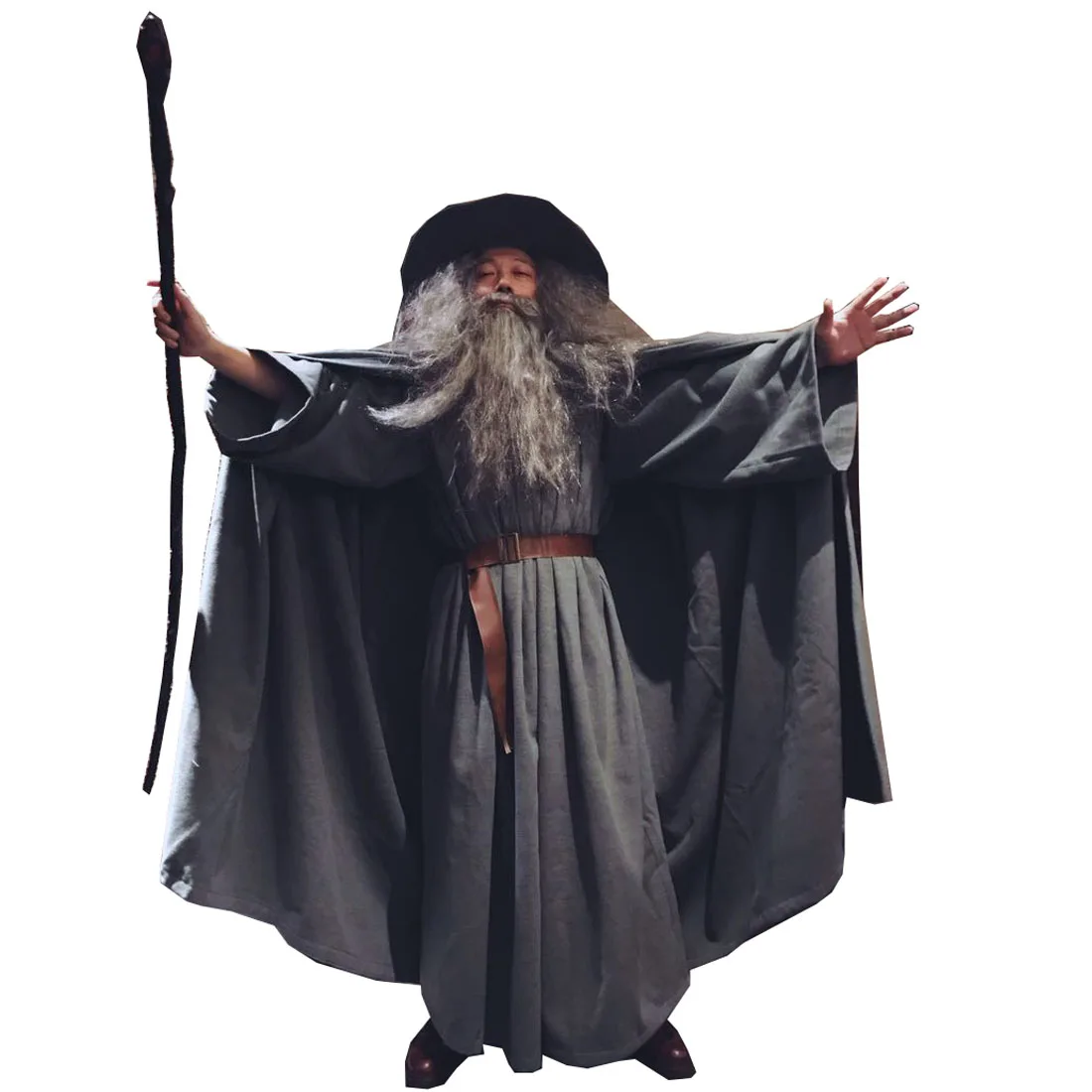 

2019 Lord Of The Rings Gandalf Cosplay Costume Robe The Hobbit Adult Wizard Cloak Hat