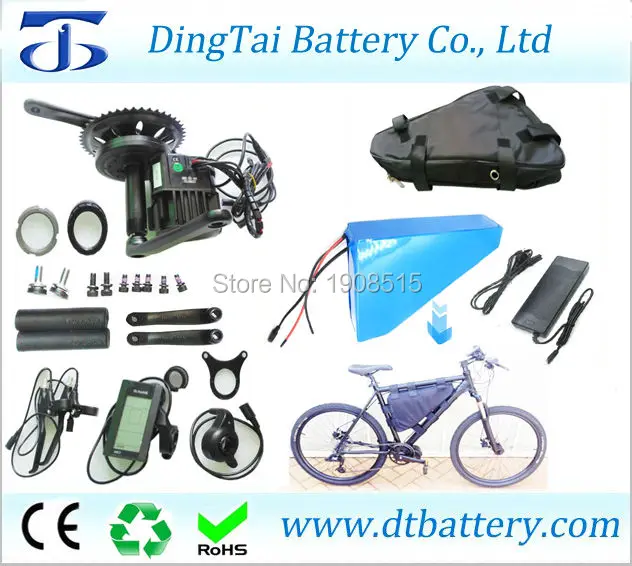 

Newest Triangle bike Li-ion 52V ebike battery 52V 20Ah battery with 8Fun BBS03/BBSHD mid drive motor kits with triangle bag