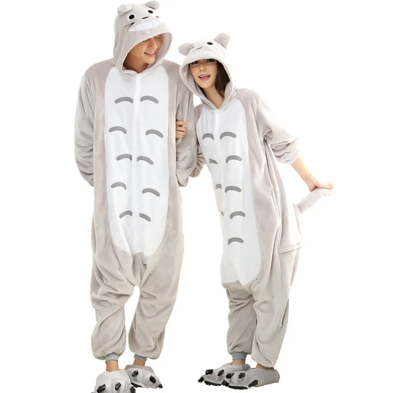 Зимняя Пижама с животными Kigurumi для взрослых косплей Тоторо пижамные комплекты