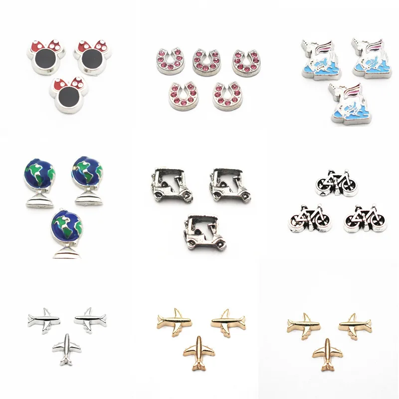 

Hot selling 10pcs/lot vehicle tellurion Car floating charms living glass floating memory locket charms jewelry