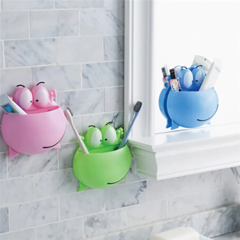 1Pcs Bathroom Accessories Toothbrush Holder Storage Sets Cute Cartoon Sucker Hook Toothbrush Holder Bathroom Set (4)