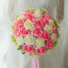 Розовый цветок свадебный букет Свадебный букет branco Розовый Белый невесты Свадебный de mariage Bruidsboeket