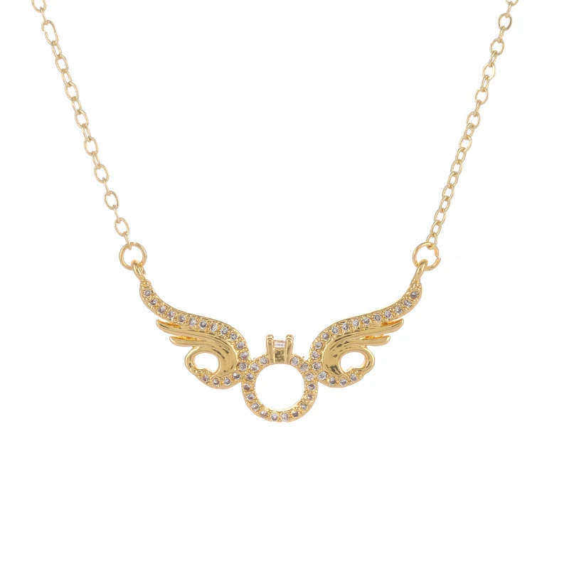 Ali Moda-colgante de ala de Ángel con cristales de circonita, Micro pavé, cadena de eslabones dorados, collar para mujer