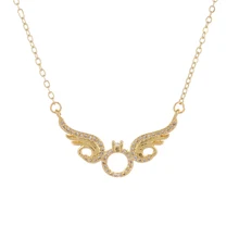 Ali Moda-colgante de ala de Ángel con cristales de circonita, Micro pavé, cadena de eslabones dorados, collar para mujer
