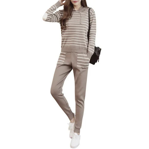 woman suit 2018 spring and autumn new fashion temperament long-sleeved clothes + casual slim trousers wild two-piece trend Women's Sets