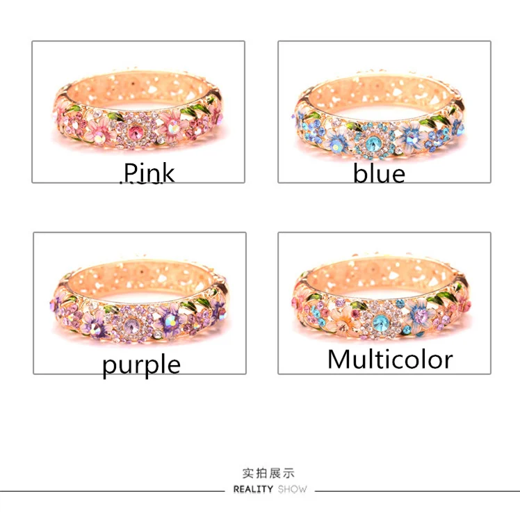Ретро благородство полые розы браслет циркон цвет многоцветный Браслет Модные ювелирные изделия для женщин