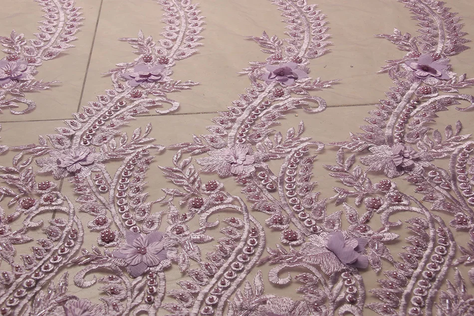 SexeMara Latest Noble Dubai Lace Fabric With Beads 2017 Heavy