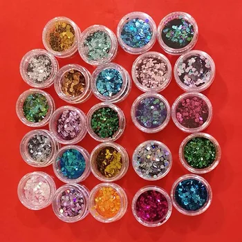 

NEW 1set Eye Shadow Glitter 24 Color DIY Nail Art Polish Glitter Powder for Nail Decor