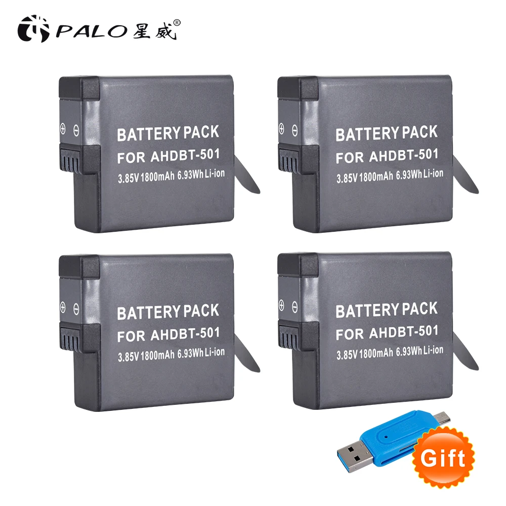 4pc 1800mAh Li ion digital camera battery for GoPro Hero 5 Gopro 6/7