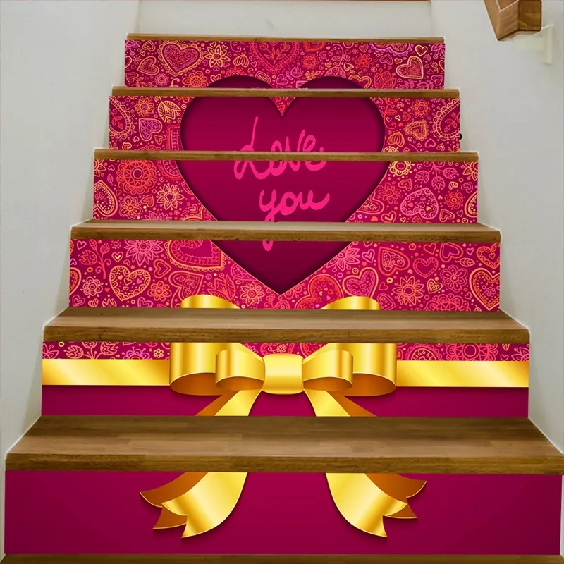 

Valentine's Day 6PCS/set 18CM*100CM 3D window Stairs stickers muurstickers home decor Living room bedroom skirting MA4